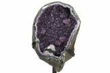 Amethyst Geode with Calcite on Metal Stand - Great Color #126448-1
